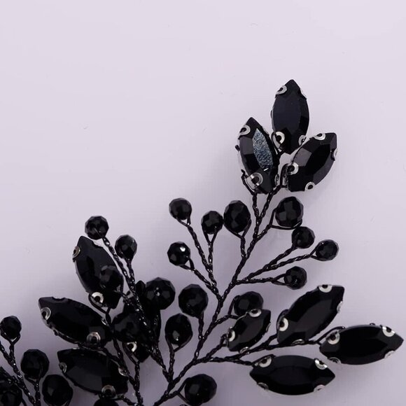 Vintage Black Rhinestones Headpiece Bridal Wedding Hair Jewelry for Women Girls main image 3